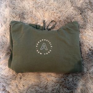 Aeropostale Olive Green Hooded Sweatshirt with Logo Tag